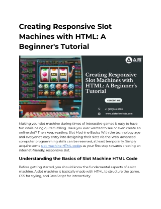 Creating Responsive Slot Machines with HTML: A Beginner's Tutorial