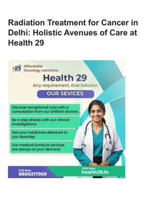 Radiation Treatment for Cancer in Delhi Holistic Avenues of Care at Health 29