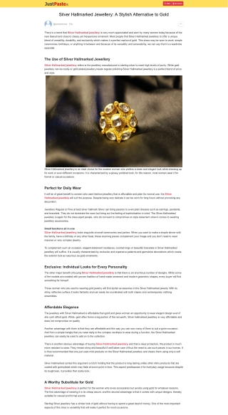 The Use of Silver Hallmarked Jewellery