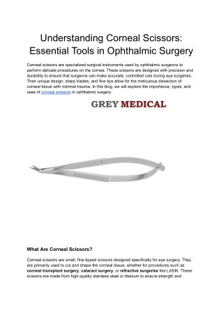 Understanding Corneal Scissors_ Essential Tools in Ophthalmic Surgery
