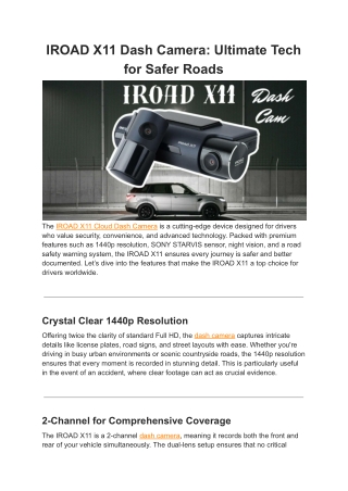 IROAD X11 Dash Camera: Ultimate Tech for Safer Roads