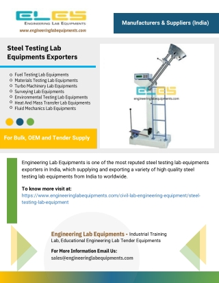 Steel Testing Lab Equipments Exporters