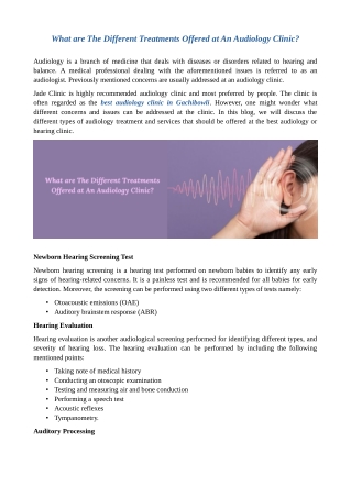 What are The Different Treatments Offered at An Audiology Clinic