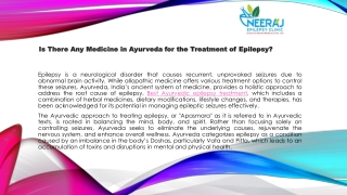 Is There Any Medicine in Ayurveda for the