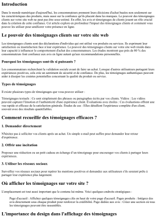 “Le pouvoir des témoignages clients sur votre site web”