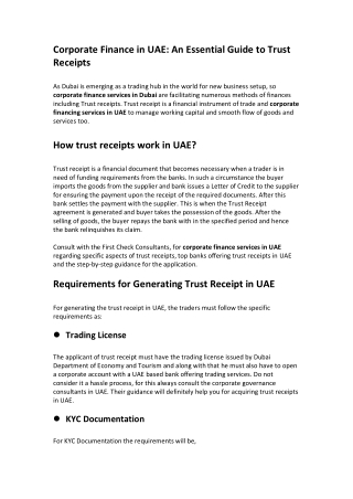 Corporate Finance in UAE: An Essential Guide to Trust Receipts