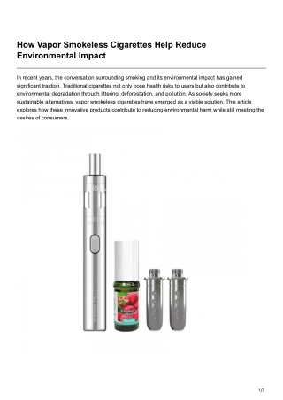 -How Vapor Smokeless Cigarettes Help Reduce Environmental Impact