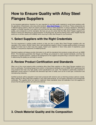 How to Ensure Quality with Alloy Steel Flanges Suppliers