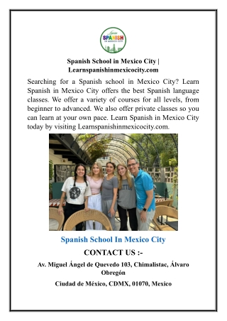 Spanish School in Mexico City  Learnspanishinmexicocity