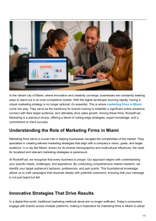 Top Marketing Firm in Miami to Elevate Your Brand Strategy