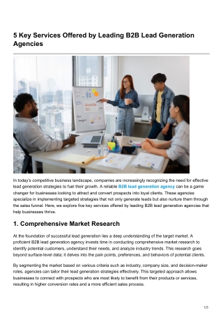 5 Key Services Offered by Leading B2B Lead Generation Agencies