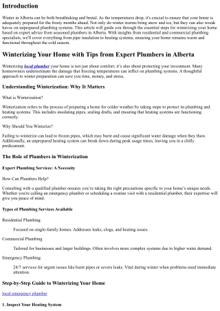 Winterizing Your Home with Tips from Expert Plumbers in Alberta