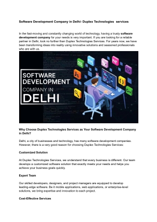 Software Development Company in Delhi- Duplex Technologies  services