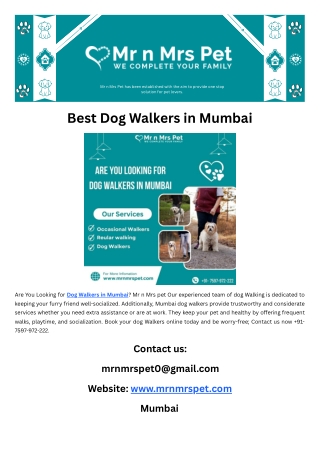 Best Dog Walkers in Mumbai