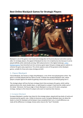 Best Online Blackjack Games for Strategic Players
