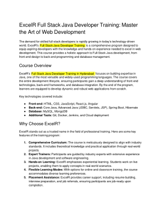 _Full Stack Java Developer Training