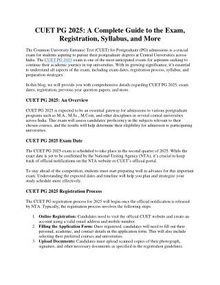 CUET PG 2025: A Complete Guide to the Exam, Registration, Syllabus, and More