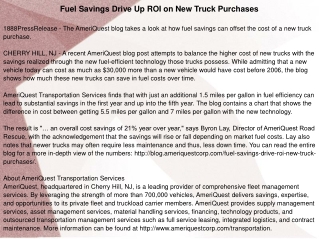 Fuel Savings Drive Up ROI on New Truck Purchases