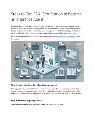 Steps to Get IRDAI Certification to Become an Insurance Agent