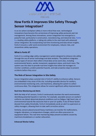 How Fortis X Improves Site Safety Through Sensor Integration