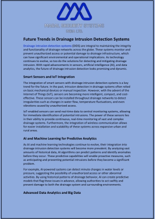 Future Trends in Drainage Intrusion Detection Systems