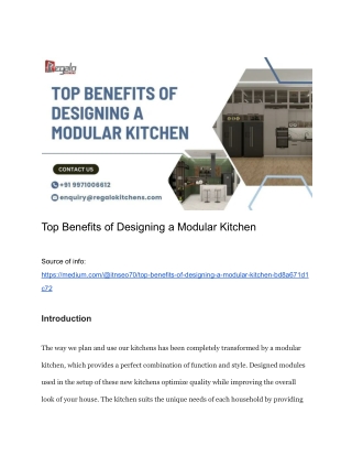 Top Benefits of Designing a Modular Kitchen