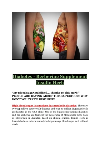Diabetes - Berberine Supplement Insulin Herb