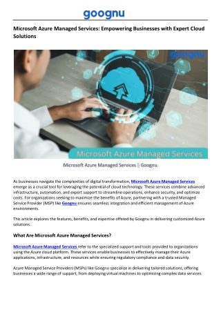 Microsoft Azure Managed Services | Goognu