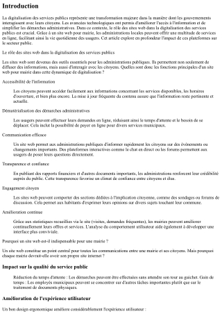 Le rôle des sites web dans la digitalisation des services publics