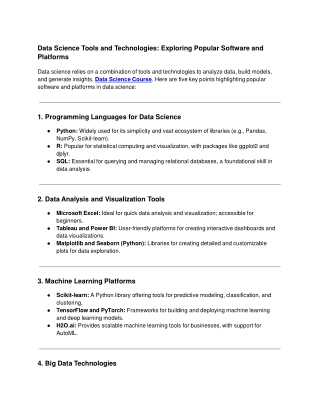 Data Science Tools and Technologies_ Exploring Popular Software and Platforms