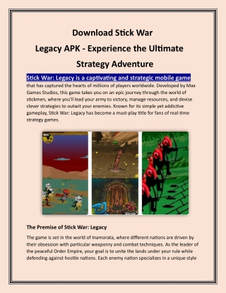 Download Stick War: Legacy APK - Experience the Ultimate Strategy Adventure!