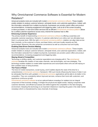 Why Omnichannel Commerce Software is Essential for Modern Retailers