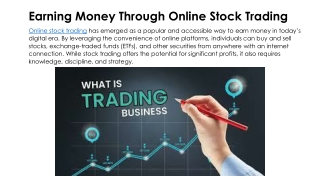 Earning Money Through Online Stock Trading