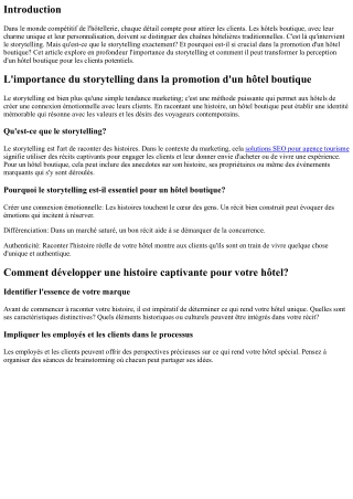 L'importance du storytelling dans la promotion d'un hôtel boutique