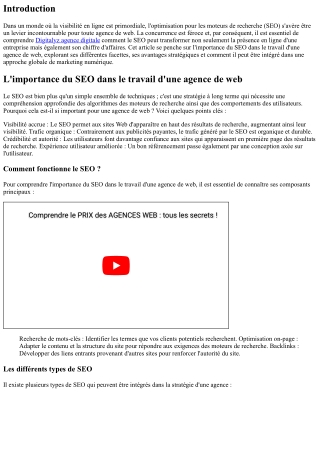 L'importance du SEO dans le travail d'une agence de web