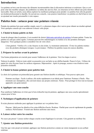 Palettes bois : astuces pour une peinture réussie
