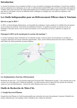 Les Outils Indispensables pour un Référencement Efficace dans le Tourisme