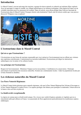 À la découverte des trésors cachés : L'écotourisme au cœur du Massif Central