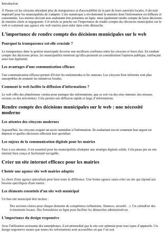 “Rendre compte des décisions municipales sur le web”