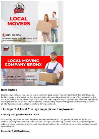 The Impact of Local Moving Companies on Community Development
