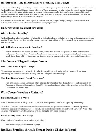 “Resilient Branding through Elegant Design Choices in Wood”