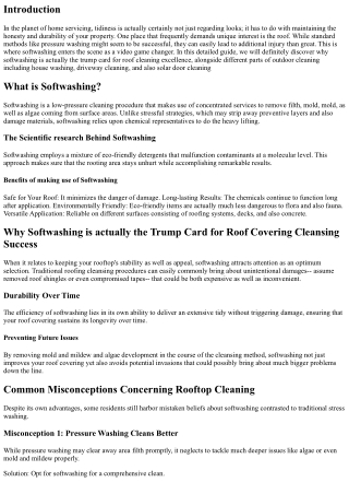 Why Softwashing is actually the Secret Weapon for Roof Cleaning Success