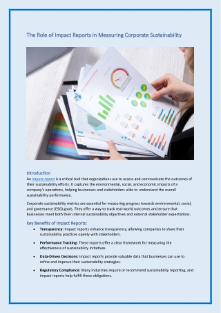 The Role of Impact Reports in Measuring Corporate Sustainability