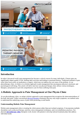 “A Holistic Approach to Pain Management at Our Physio Clinic”