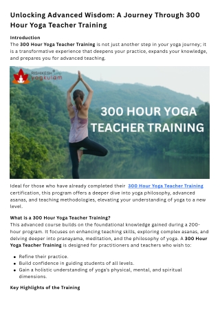 300 Hour Yoga Teacher Training