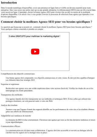 Comment choisir la meilleure Agence SEO pour vos besoins spécifiques ?