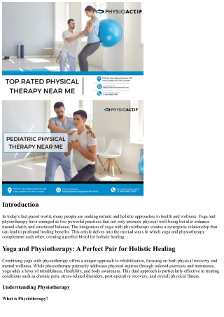“Yoga and Physiotherapy: A Perfect Pair for Holistic Healing”