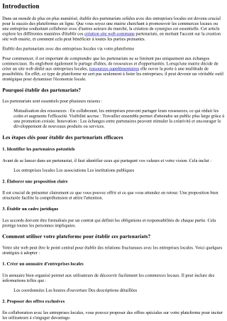 “Établir des partenariats avec des entreprises locales via votre plateforme.”