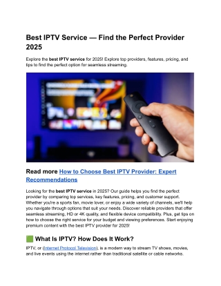 Best IPTV Service — Find the Perfect Provider 2025
