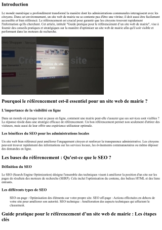 Guide pratique pour le référencement d’un site web de mairie